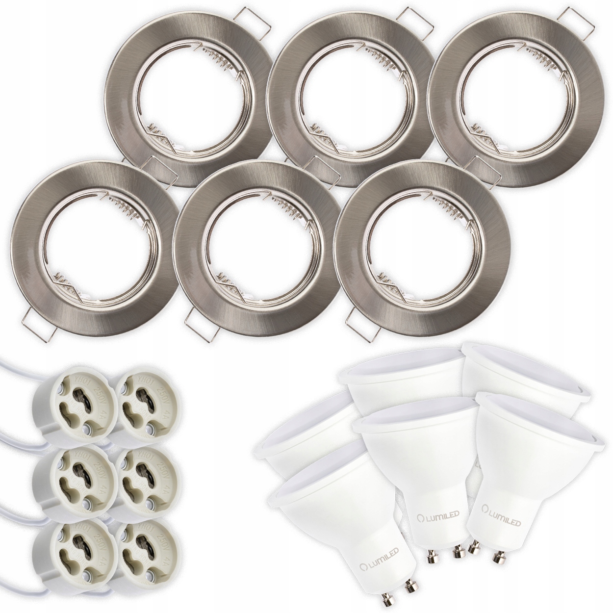 

6x Oprawa Halogenowa Stała Satyna Led GU10 8W