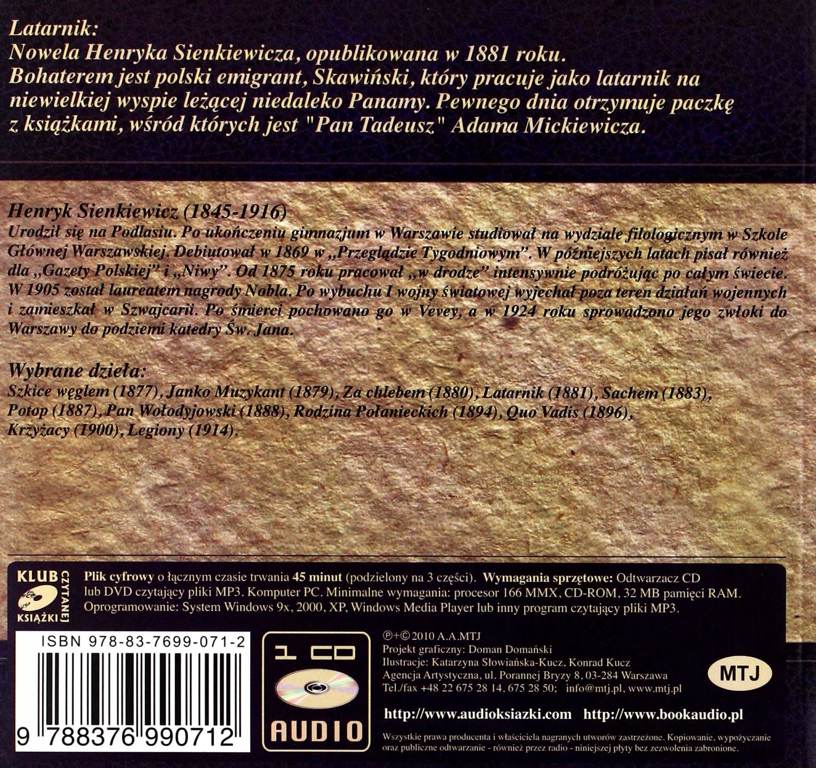 LATARNIK - HENRYK SIENKIEWICZ [AUDIOBOOK] [CD] Stan opakowania oryginalne