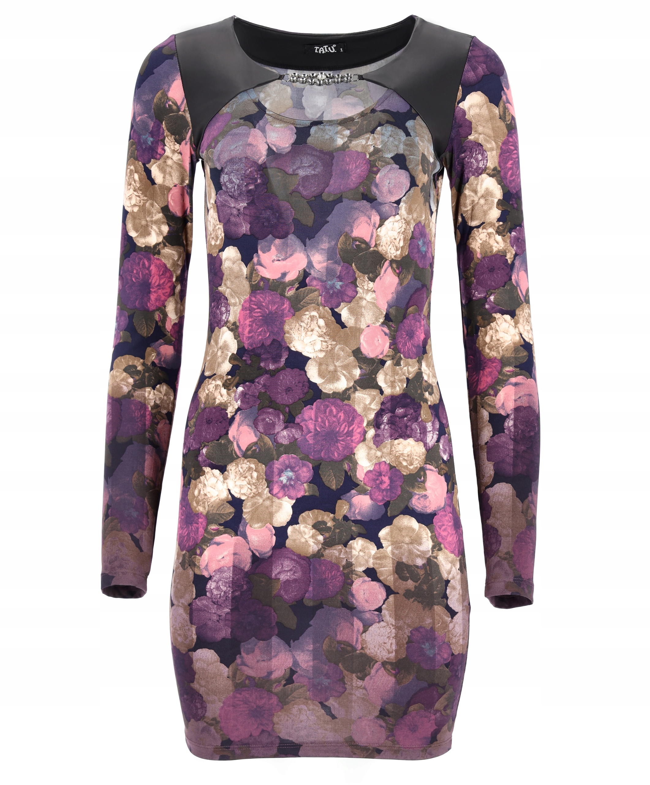 Šaty Mini S Květinami, Přiléhavá, Těsná, Fialová S