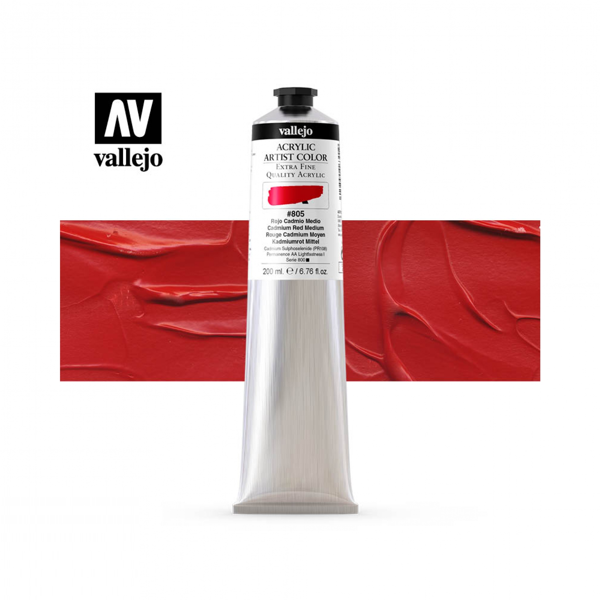 Barva akrylová Vallejo 200 Ml 805 Cadmium red mediu