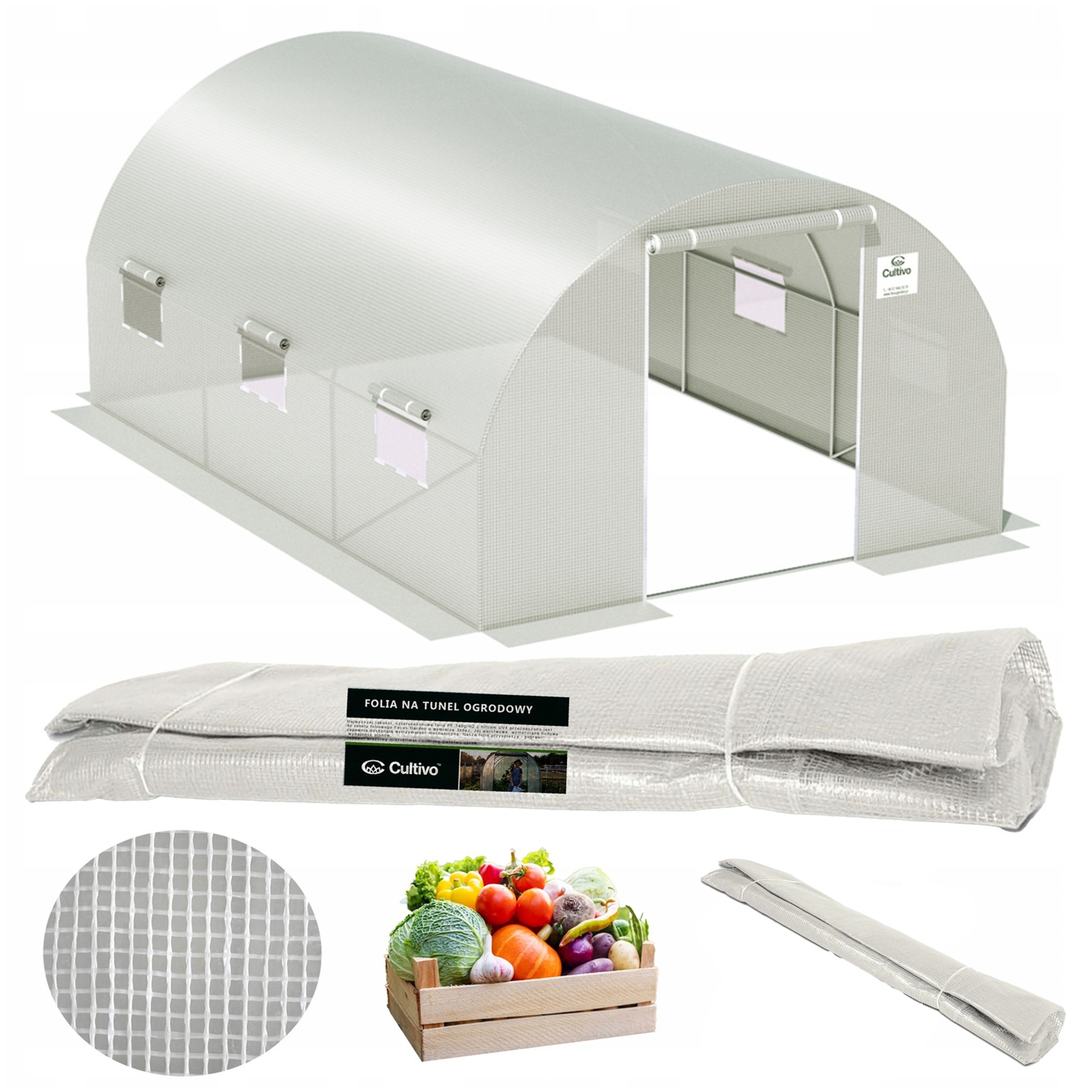 Fólie Náhradní na Zahradní Tunel Skleník 3x4,5x2 Bílá UV4 Silná Bonus