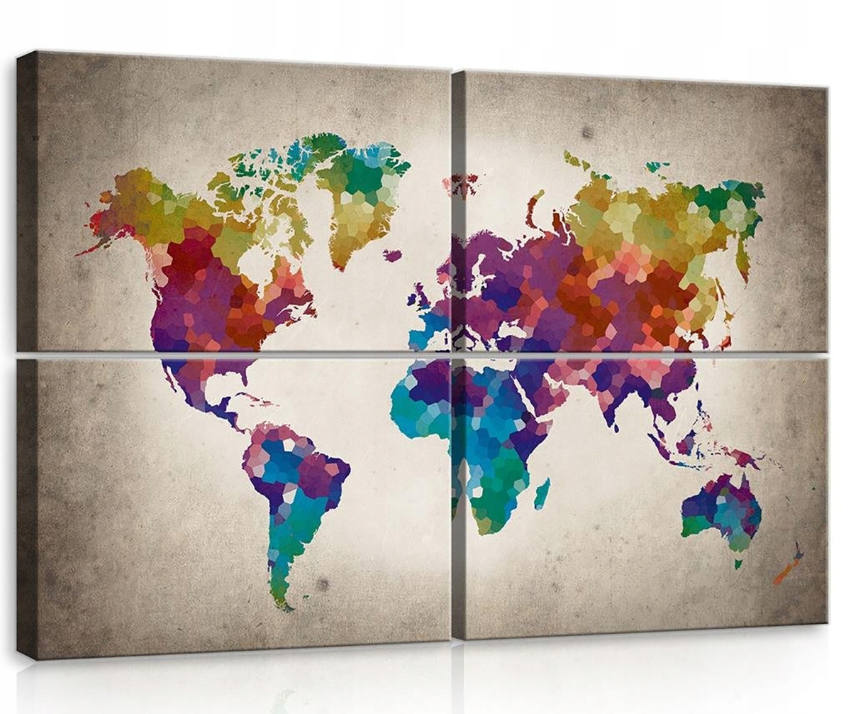Obraz Na Plátně Canvas 120x80 Mapa Svět Barva Duha Geografie Kartografie