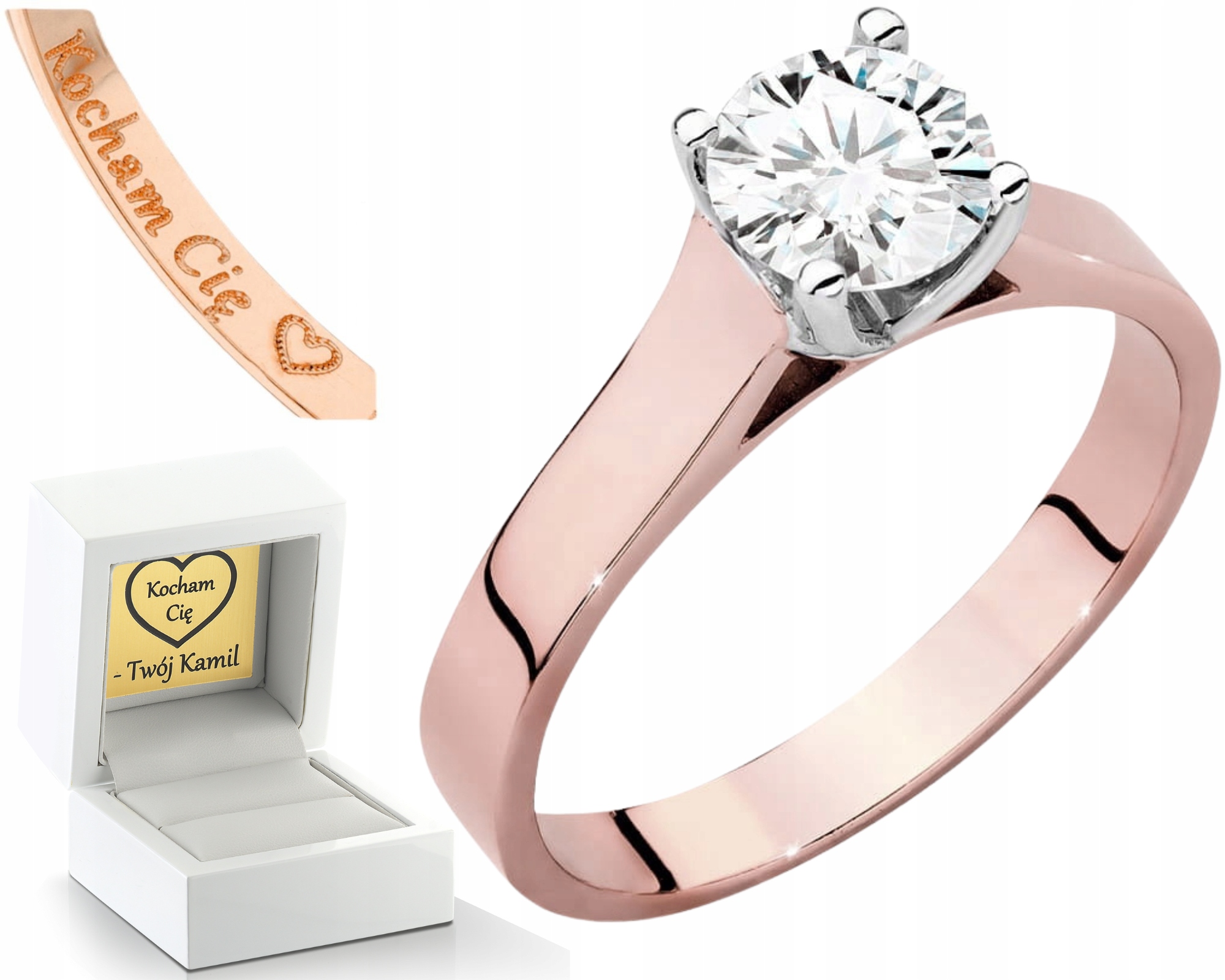 Prstýnek Růžové Zlato Laboratoriánský Diamant Dárek Zasnuby