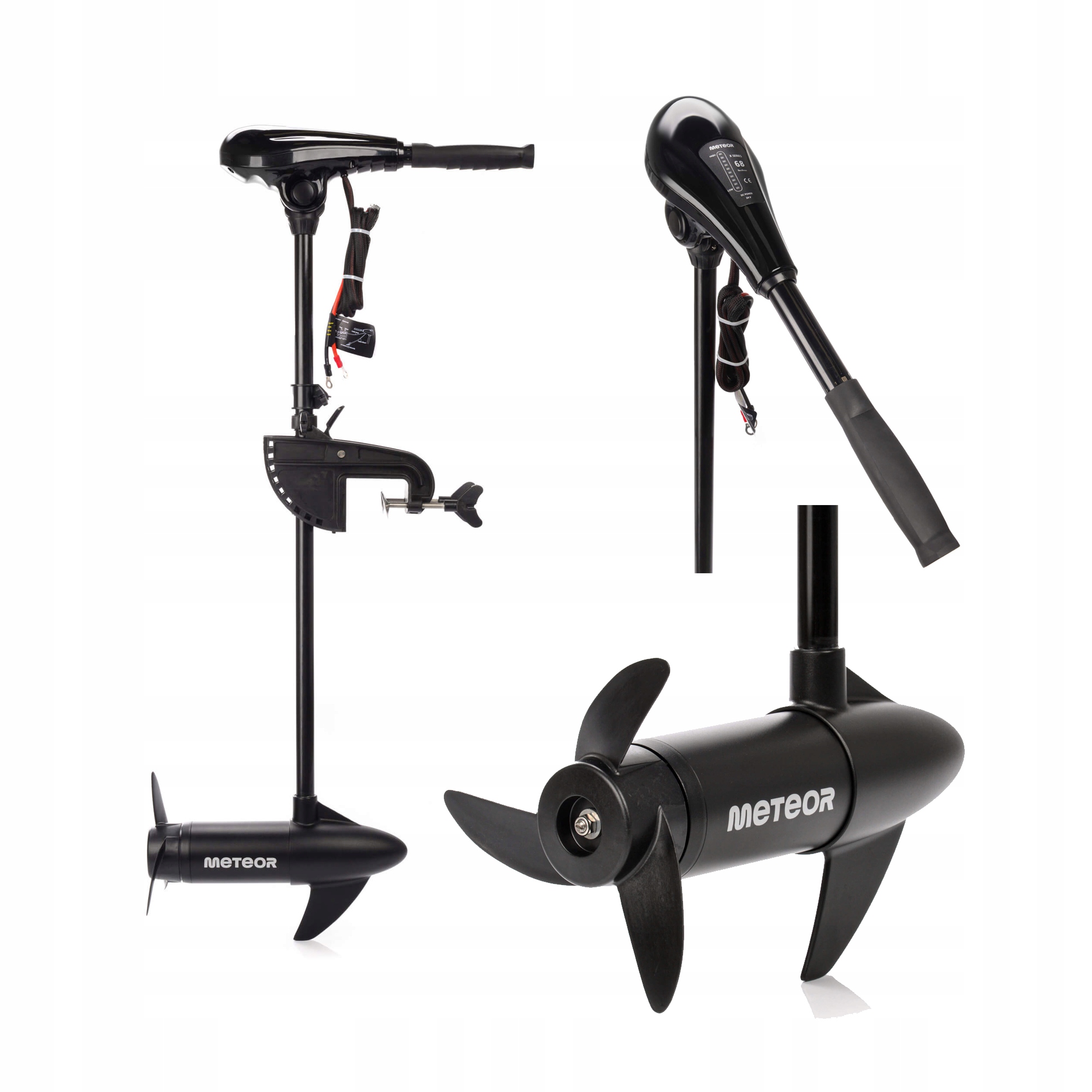 Silnik elektryczny zaburtowy do łodzi pontonu łódki akumulator 12V 68 lbs