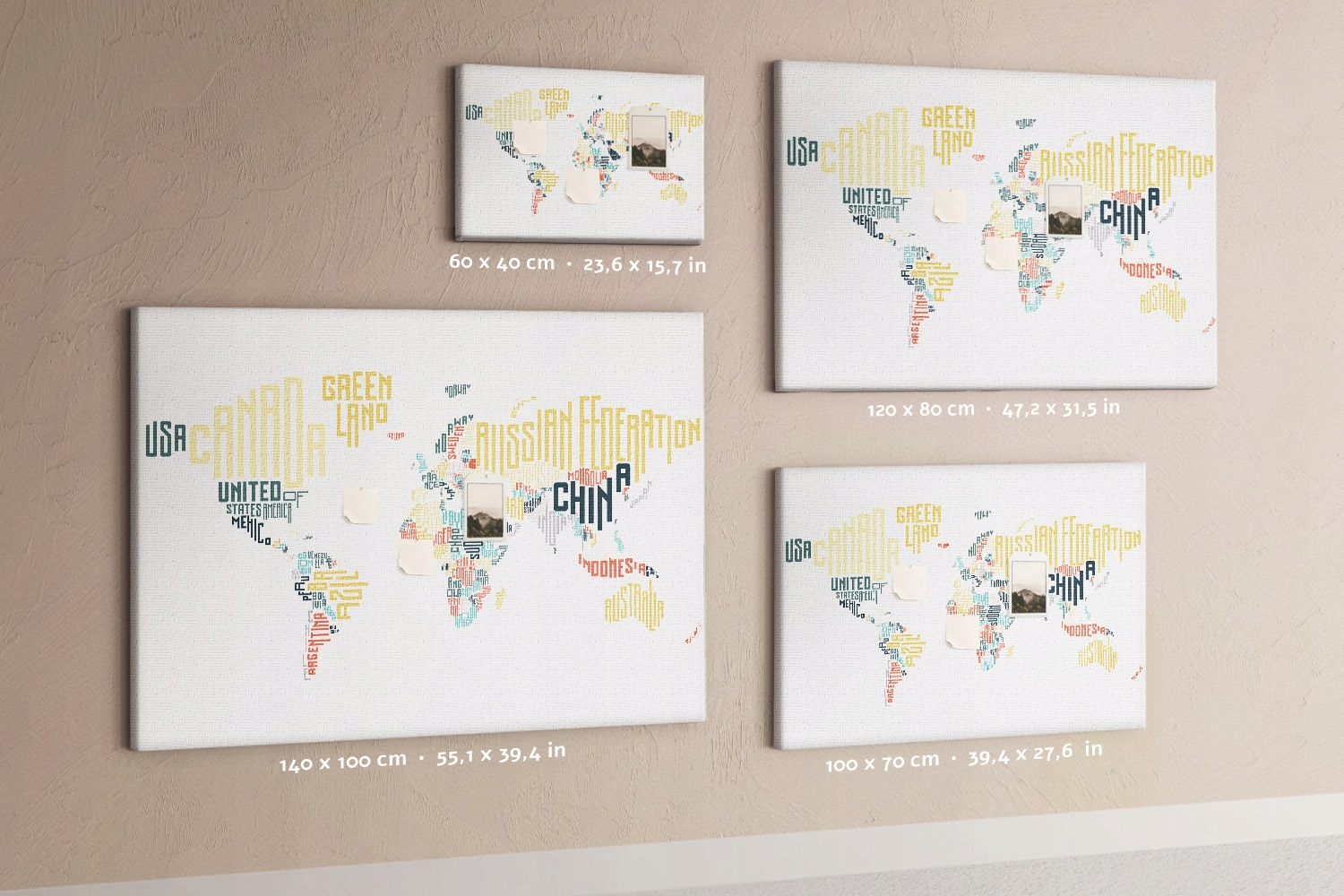 Drukowana Duża Tablica Korkowa Nazwy Krajów Wysokość produktu 80 cm