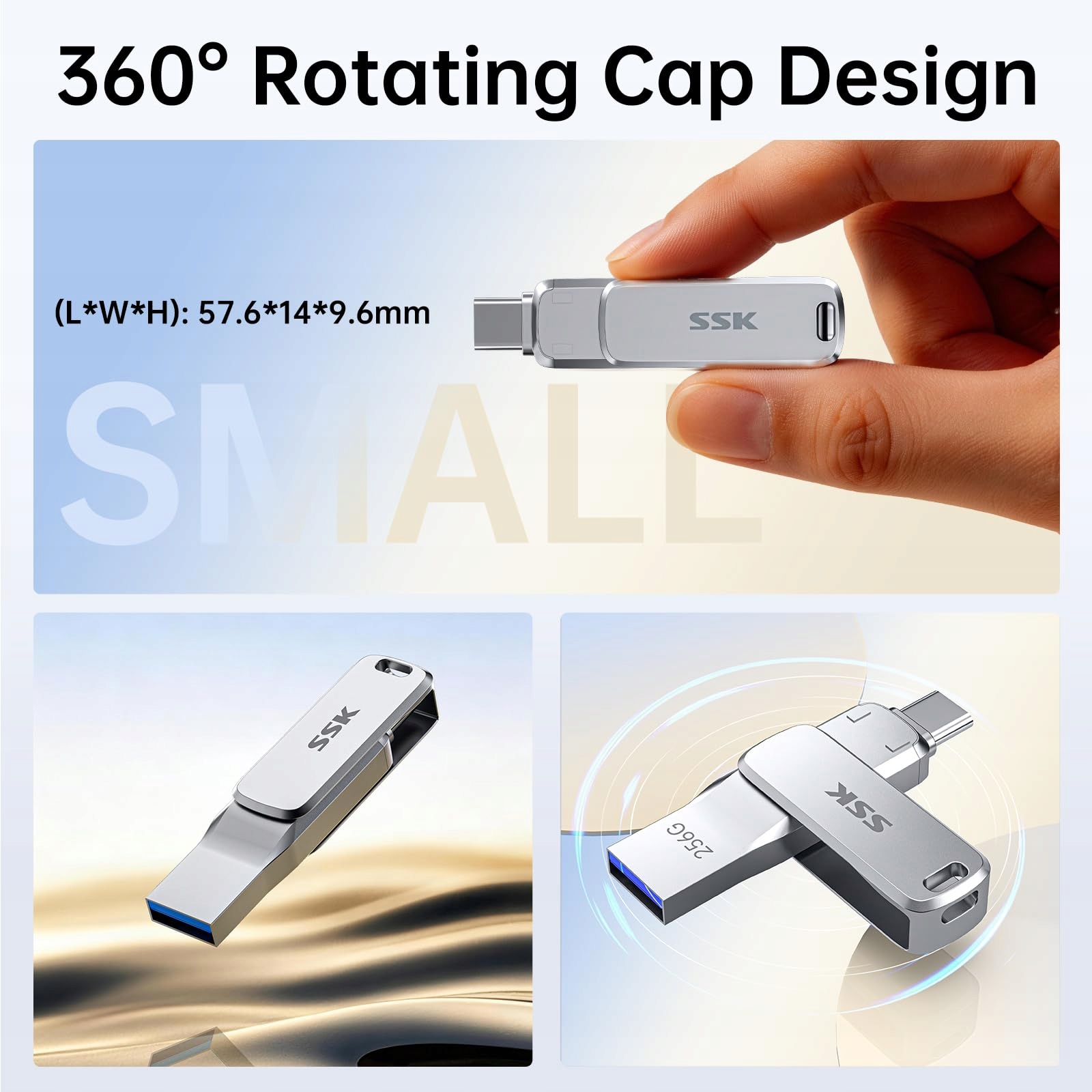 SSK 256 GB Pendrive USB Typ A C Szybki i Odporny na Wodę i Kurz — miniatura 5