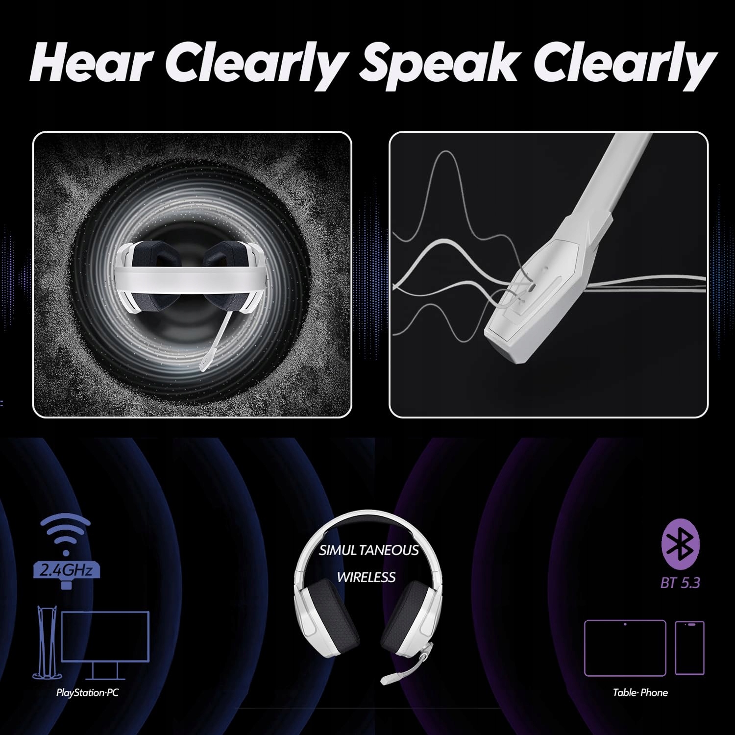 NUBWO G06 Wireless Gaming Headset w/ Mic for PS5 PS4 PC Mobile — miniatura 8