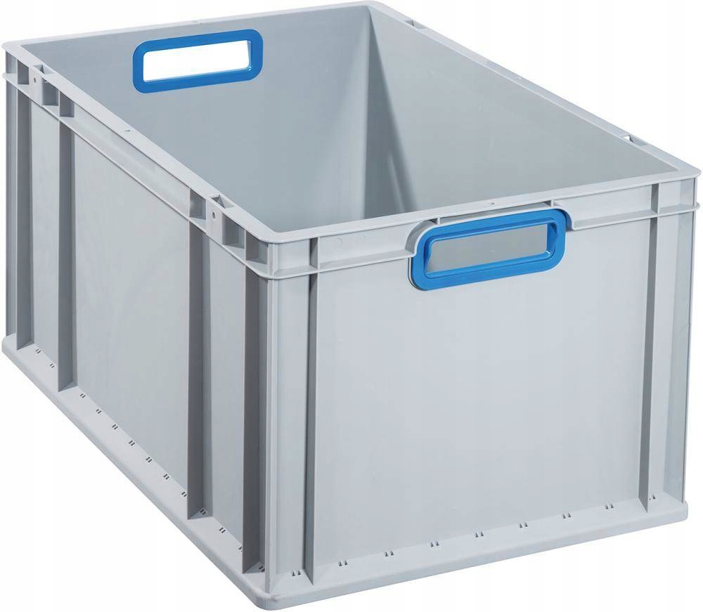 EuroBox 632,600x400x320 mm, otevřené úchytky, šedá/modrá