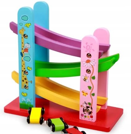 Tor dla autek drewniany + 3 auta Marka Ramiz