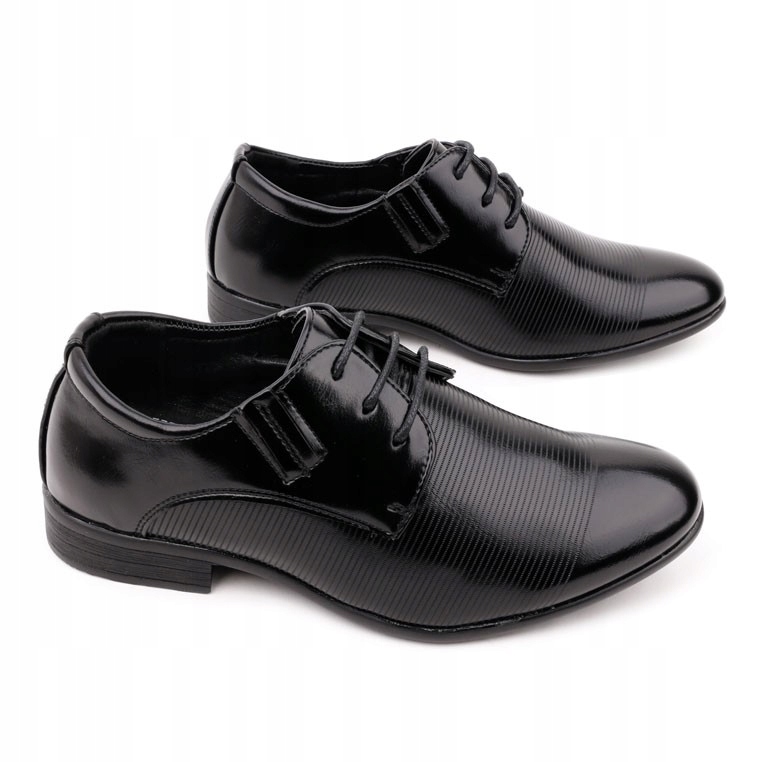 CZARNE BUTY WIZYTOWE CHŁOPIĘCE MŁODZIEŻOWE PÓŁBUTY