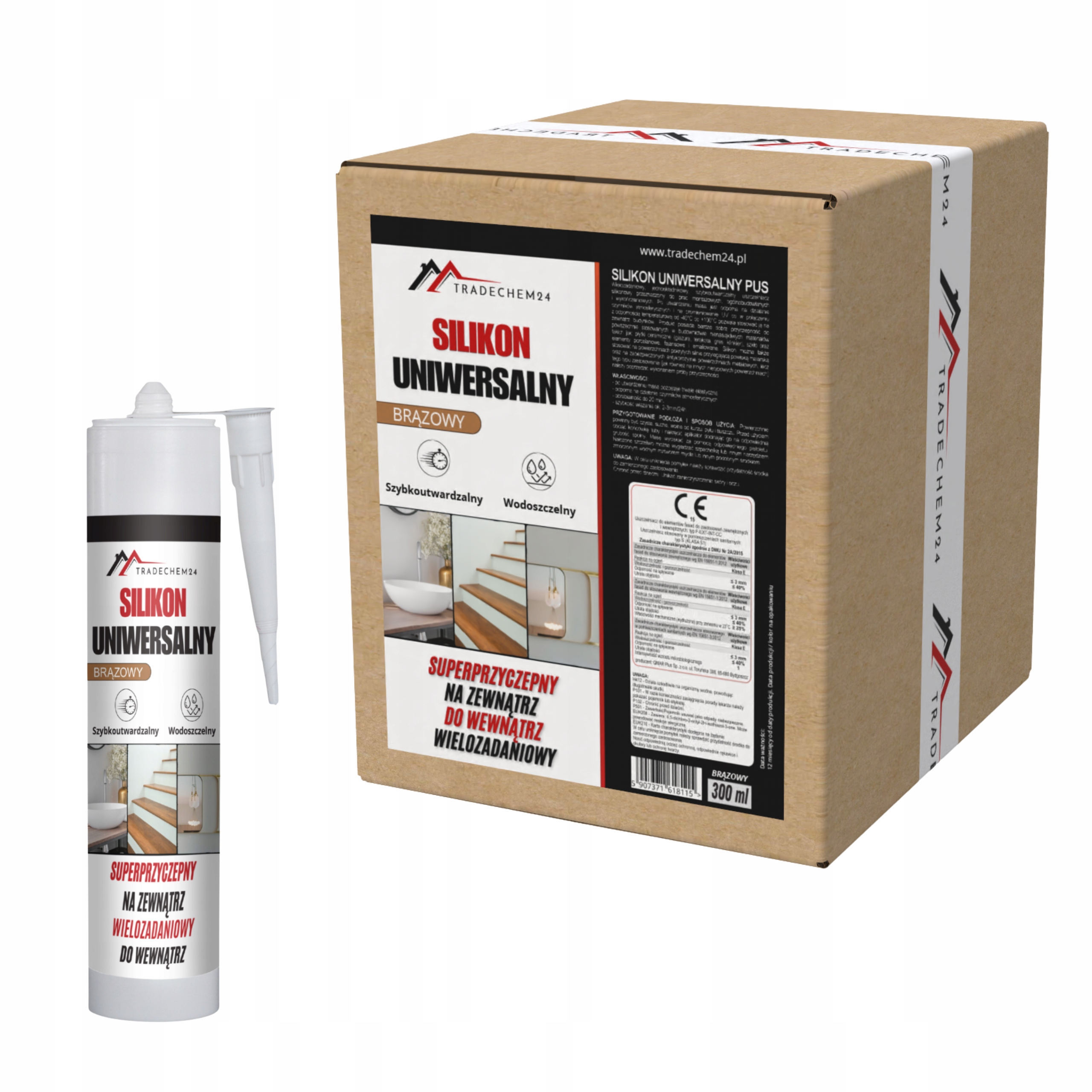 12 x Silikon Hnědý Odolný Proti Plísním, Nepraskající, Mrazuvzdorný, Vodotěsný