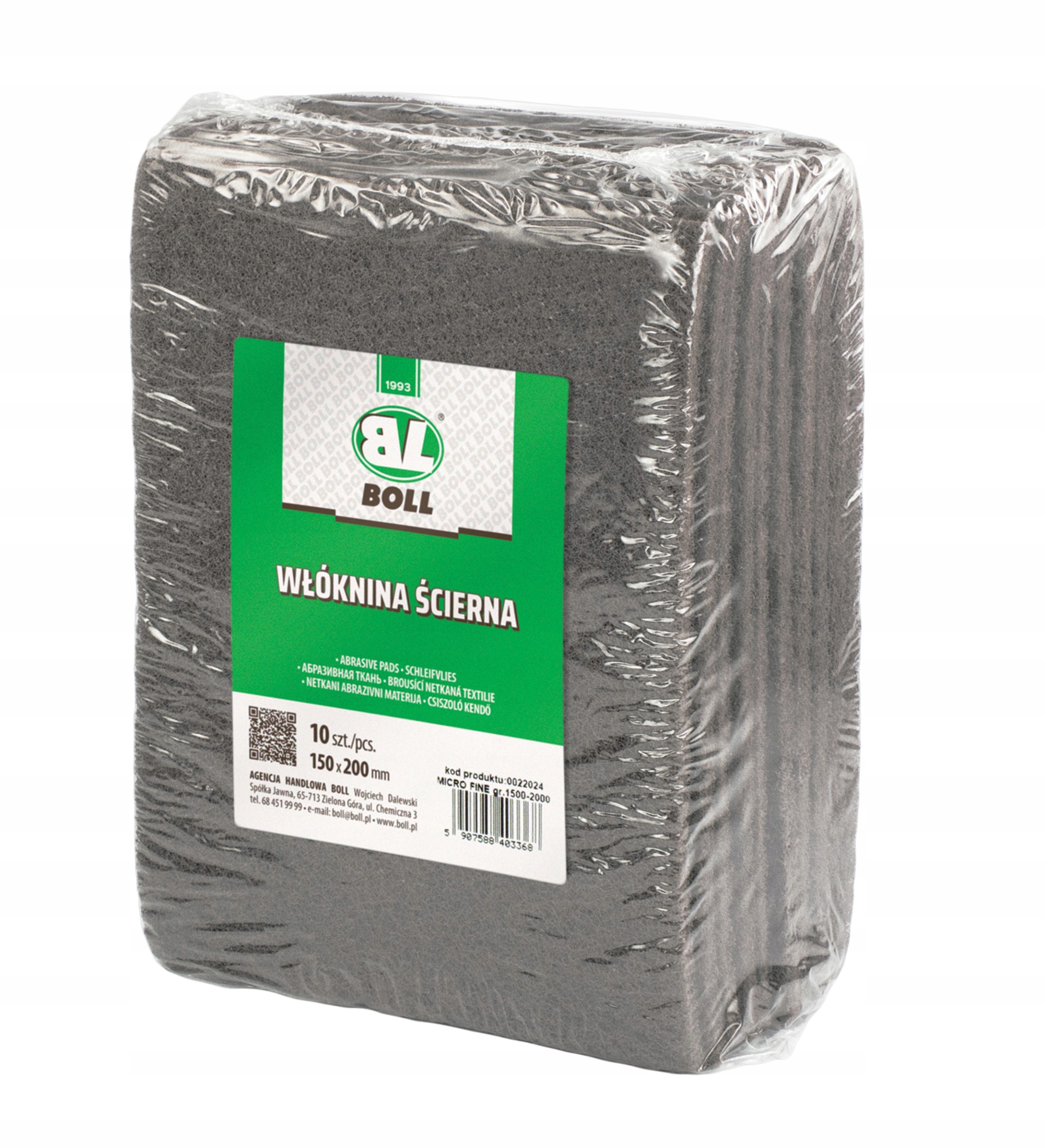 BOLL WŁÓKNINA ŚCIERNA 150x200mm GR1500 - 2000 MICRO FINE SZARA ARKUSZ