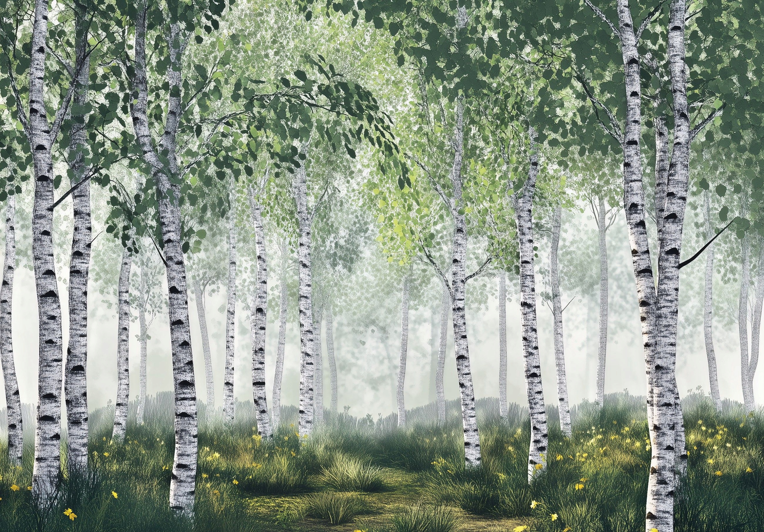 Fototapeta Lesní oáza klidu Břízový háj Krajina 150x105 lepidlo