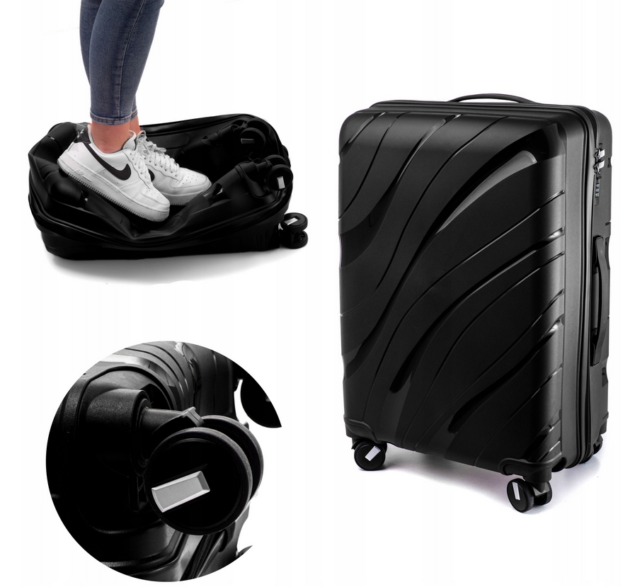 Walizka Średnia Bagaż Rejestrowany Rgl Exclusive Polipropylen Czarny