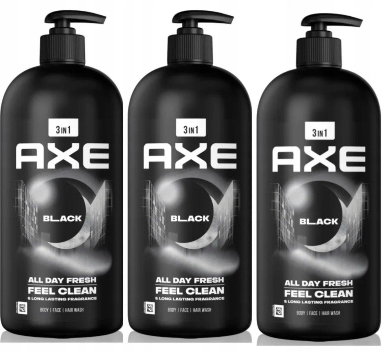3x Axe Black sprchový gel 3v1 na obličej a vlasy 900 ml