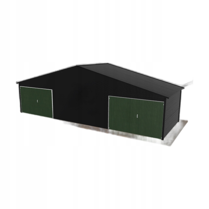 Plechová garáž 10x3.5 m dvoupolohová, dvoupolohová, černá