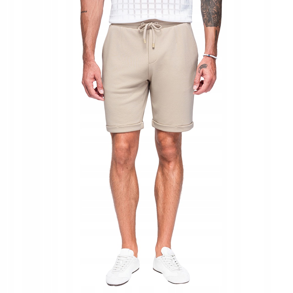 Módní pánské šortky typu chino s viskózou, béžové Ombre V3 OM-SRCS-0206 XXL