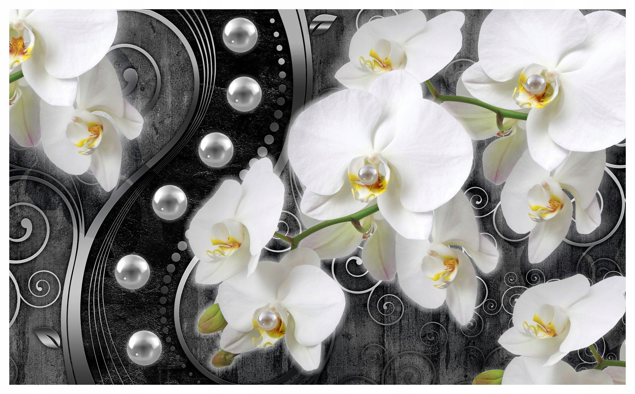 Fototapeta Orchidey Strieborné Perlové Luxusné Glamour 350x250 lepidlo