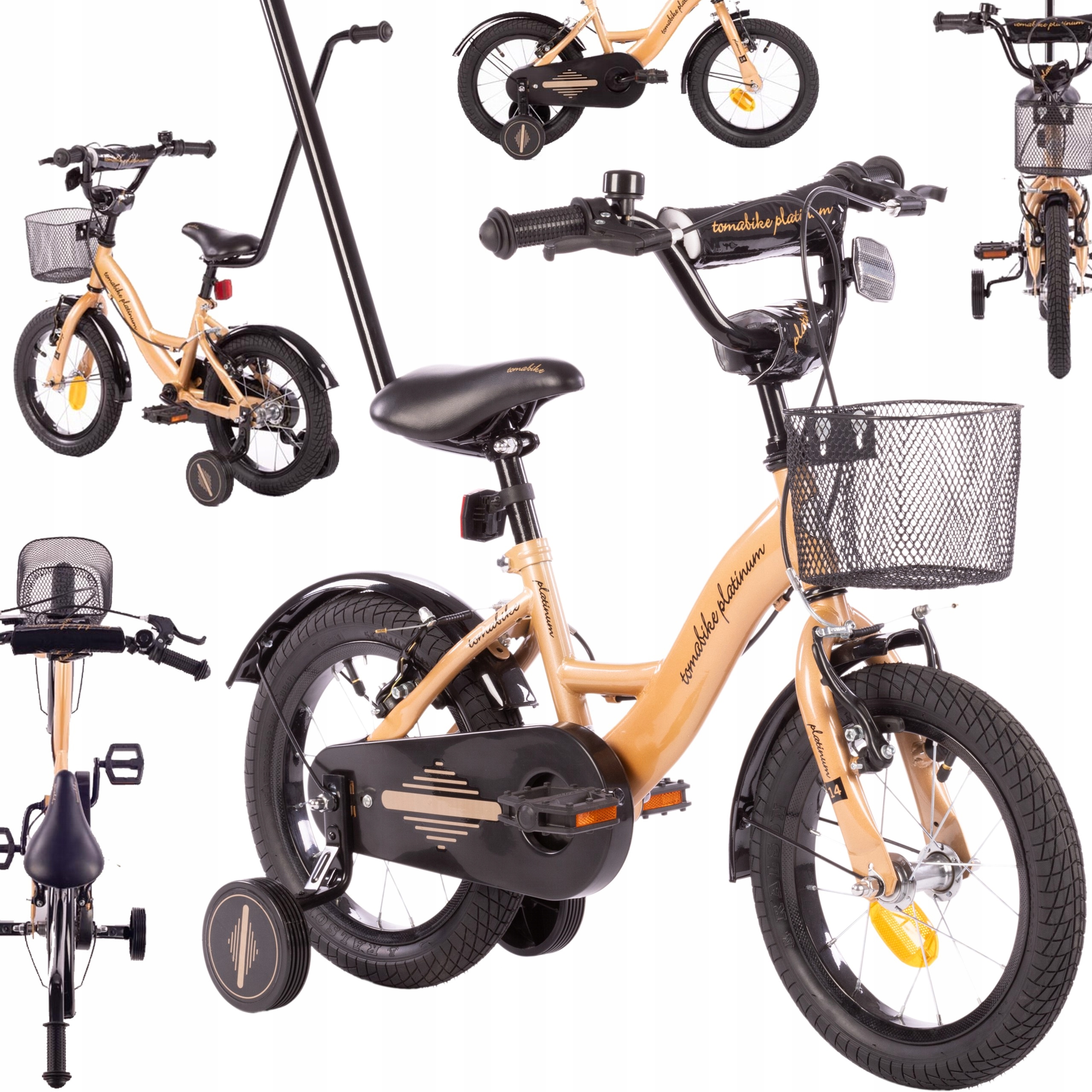 rower rowerek Tomabike 14 cali koszyk 2x V-break prowadnik