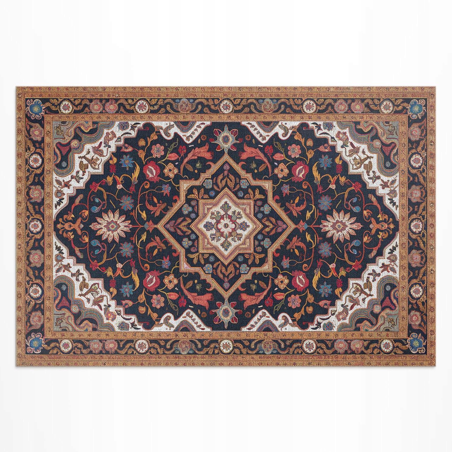 Terasový vinylový rastlinný koberec s bohatým ornamentom v perzskom štýle 210 x 140 cm