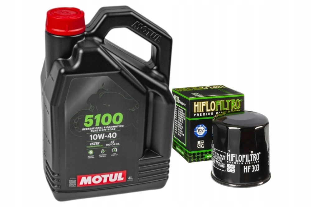Sada, olejový filter HF303 motorový olej Motul 5100 4T 10W40 4 litrov