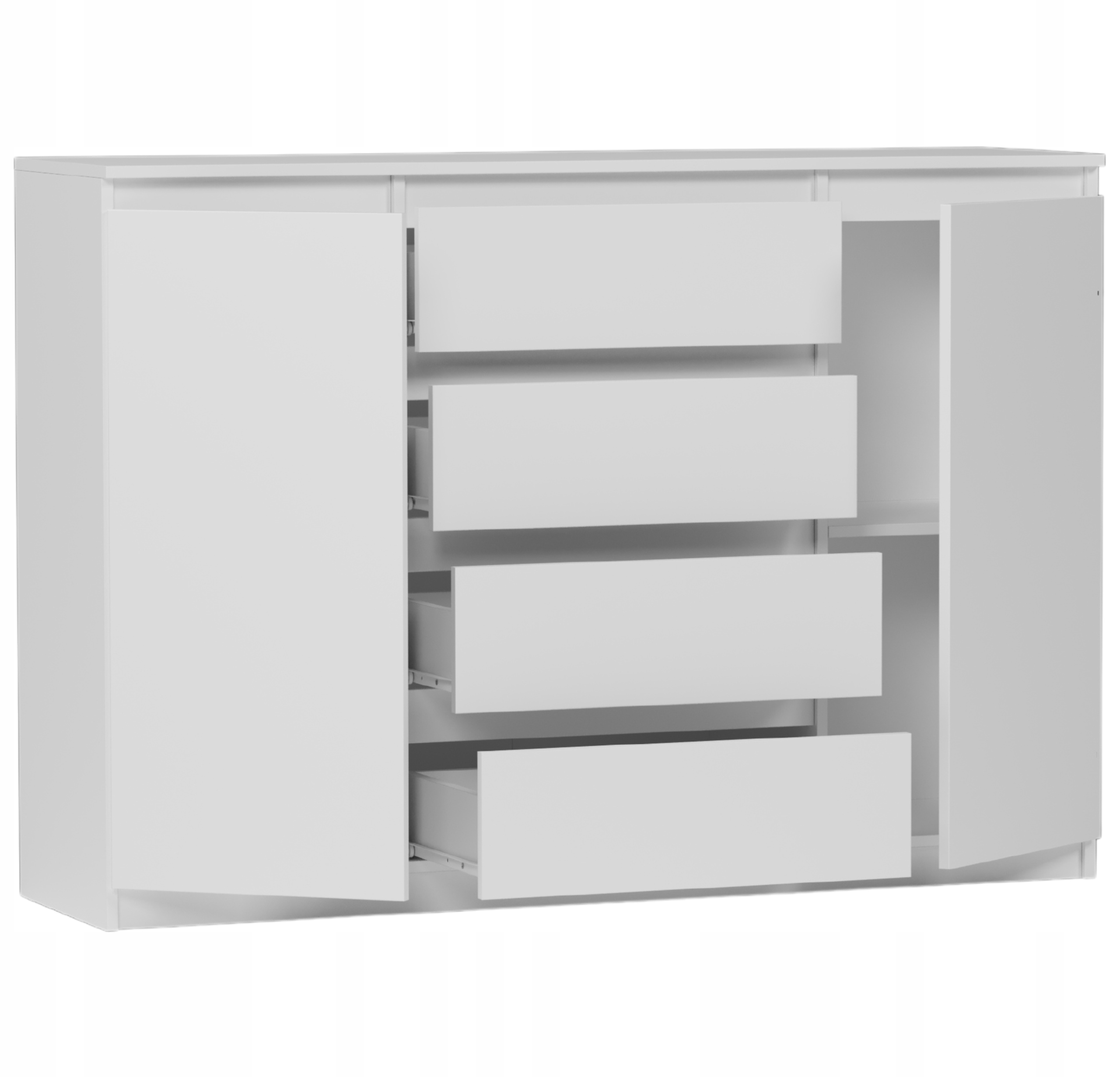 Modna KOMODA 160 SZAFKA 4 SZ. 3 PÓŁKI BIAŁA R160S4