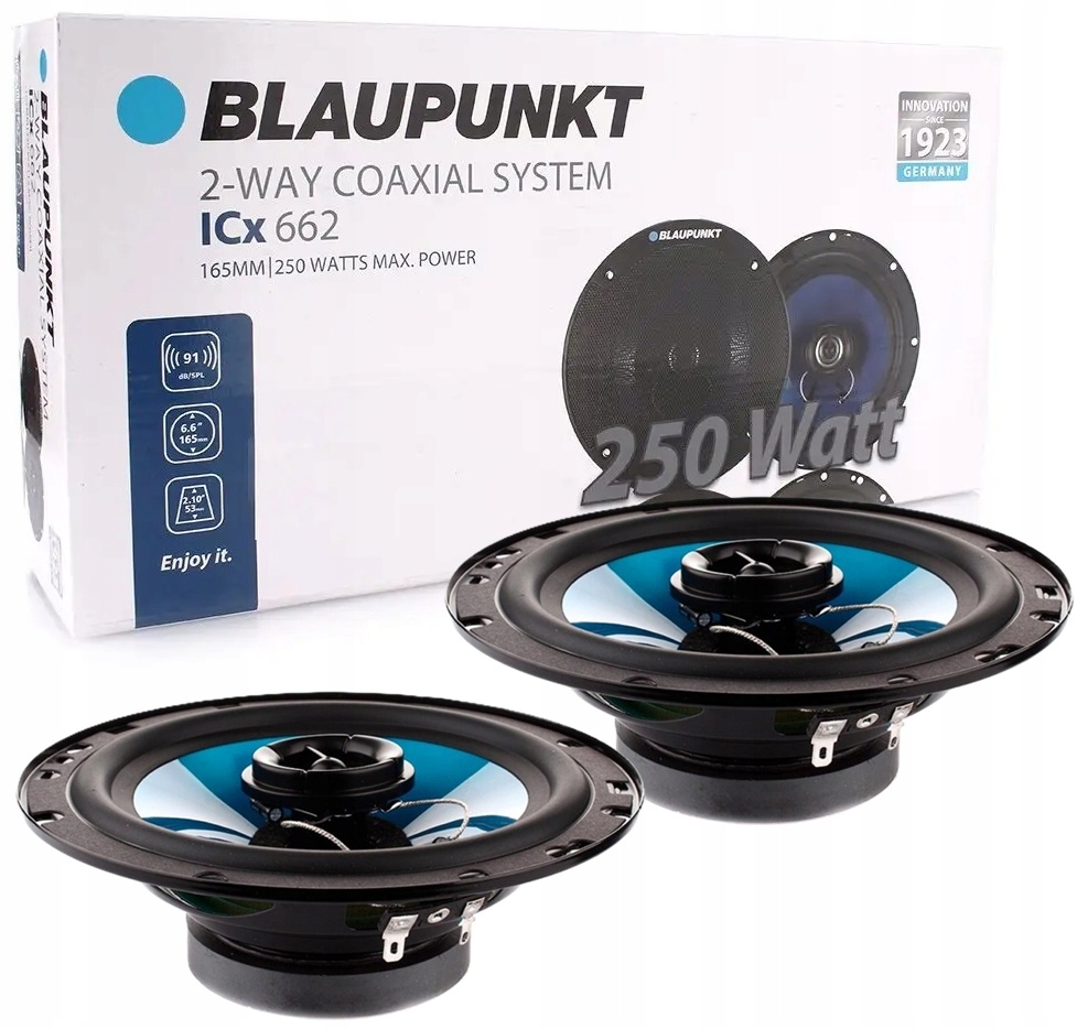 Blaupunkt ICx 662 Głośniki 16,5cm 2-drożny współosiowy Maskownice Moc 250W