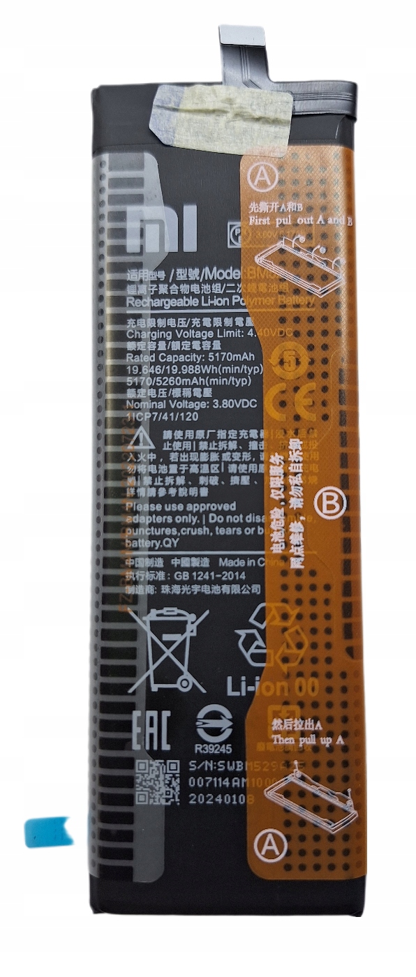 Nowa Oryginalna Bateria BM52 Xiaomi Mi Note 10 10 Pro 10 Lite