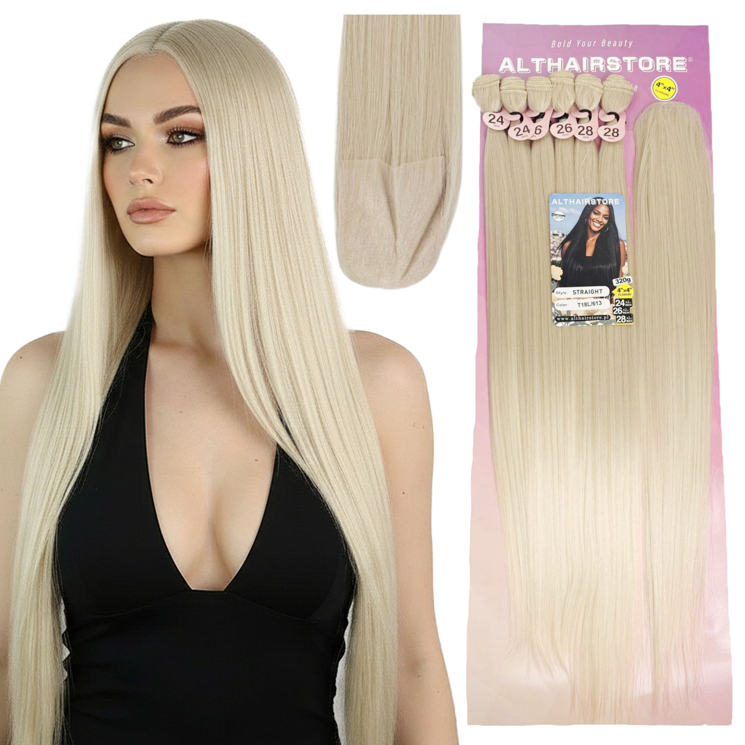 Włosy syntetyczne przedłużanie taśmy 6 sztuk Lace Front długie Sew In