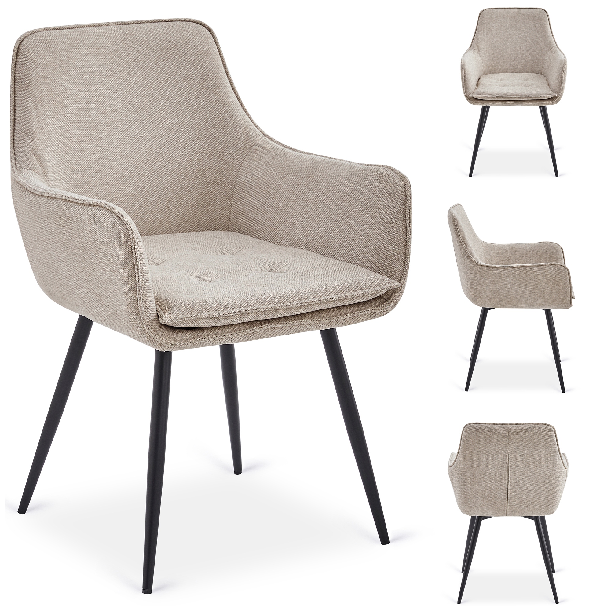 Čalouněná kelímková židle do jídelny v kuchyňském obývacím pokoji, krémová Edrick