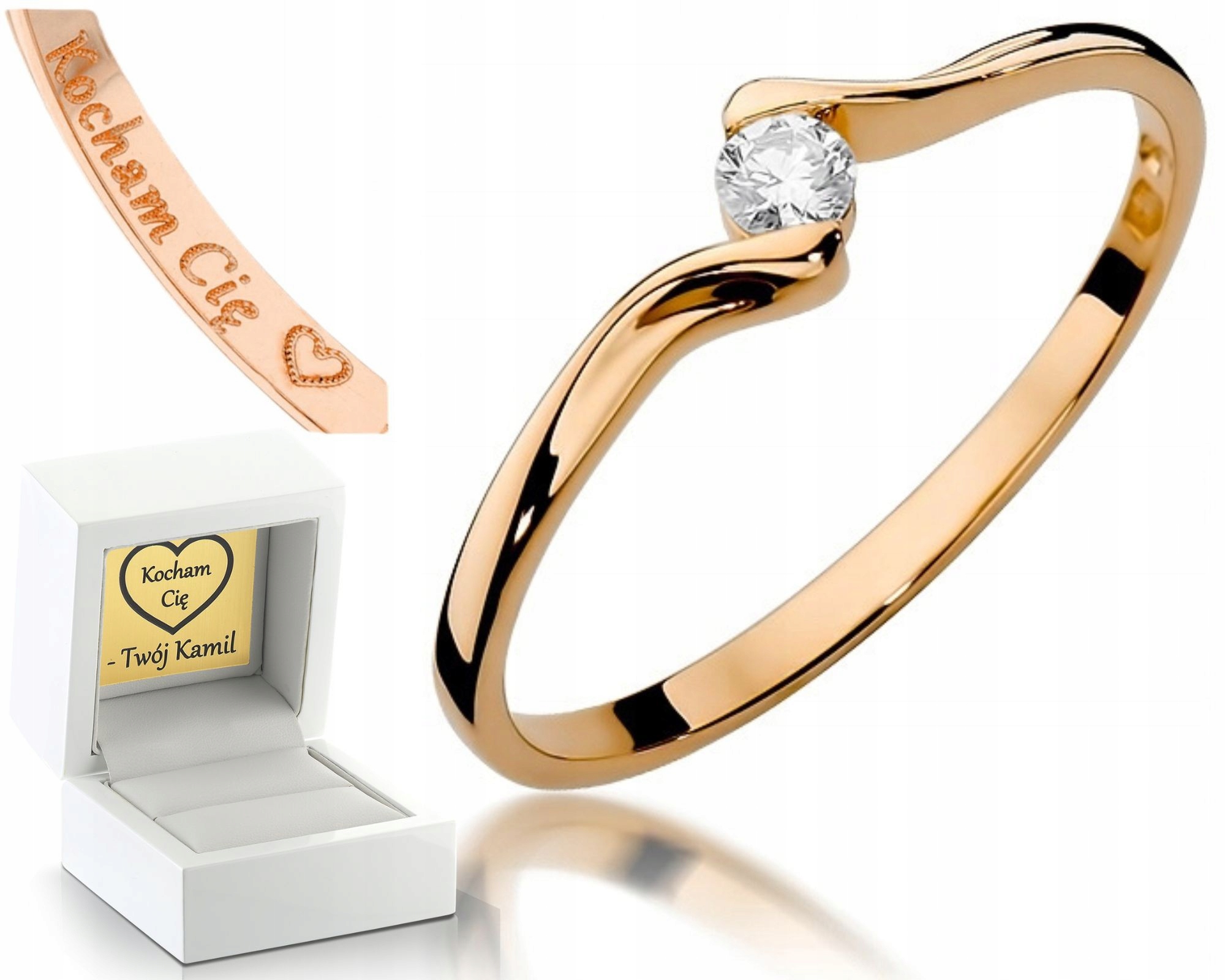 Růžové Zlato Prstýnek S Briliantem 0,09CT 585 Zlato