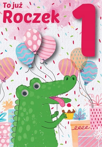 

Kartka na Roczek pięknie zdobiona dinozaur DK717