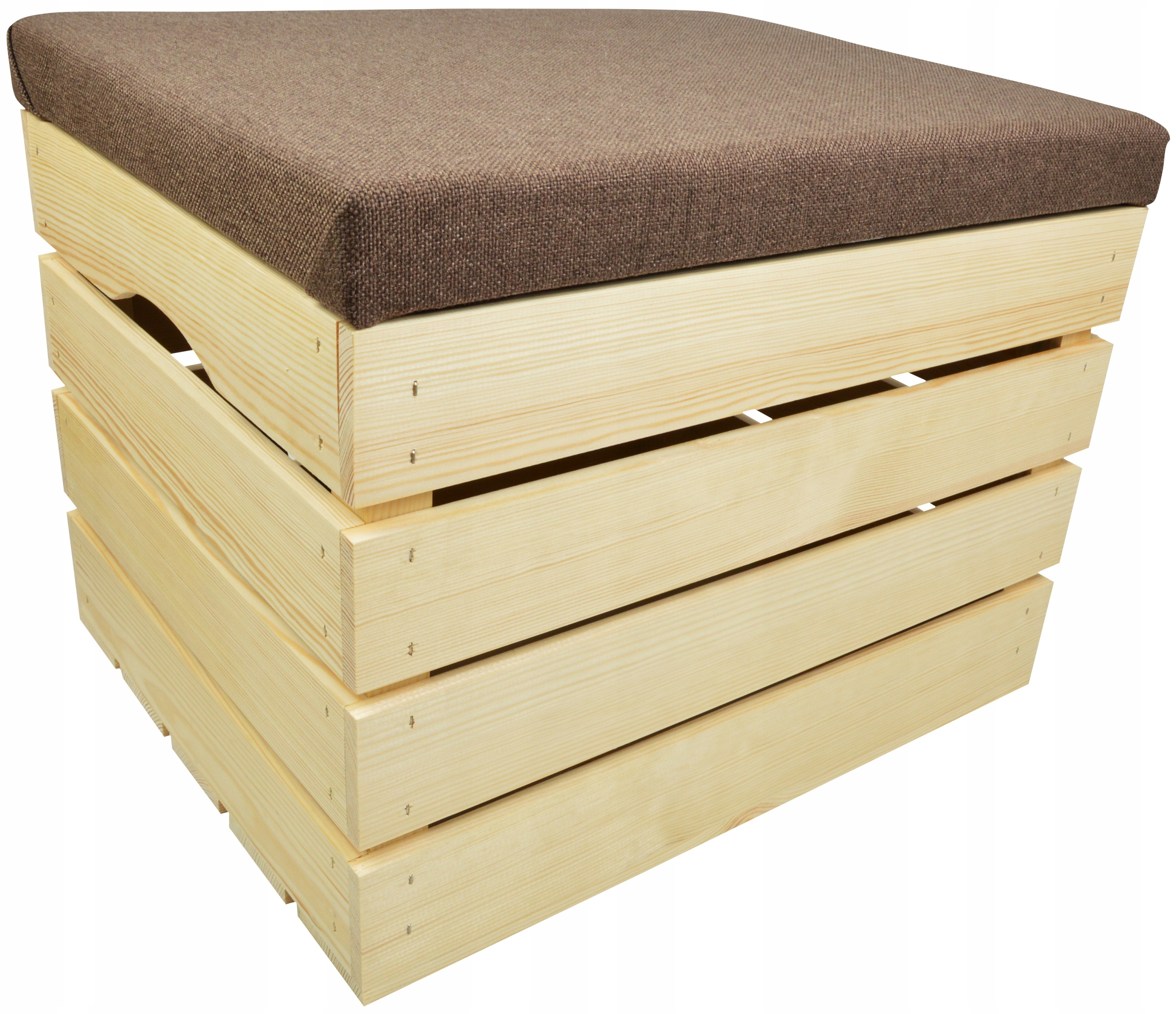 Taburet Dřevěná Truhla Čalouněná Borovicovým Kufrem