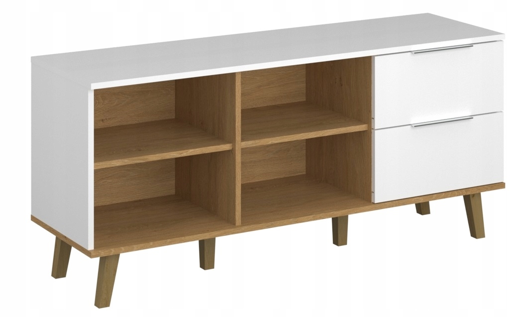 DUŻA KOMODA BIAŁA Z SZUFLADAMI I PÓŁKAMI młodzieżowa komody do biura NE-03