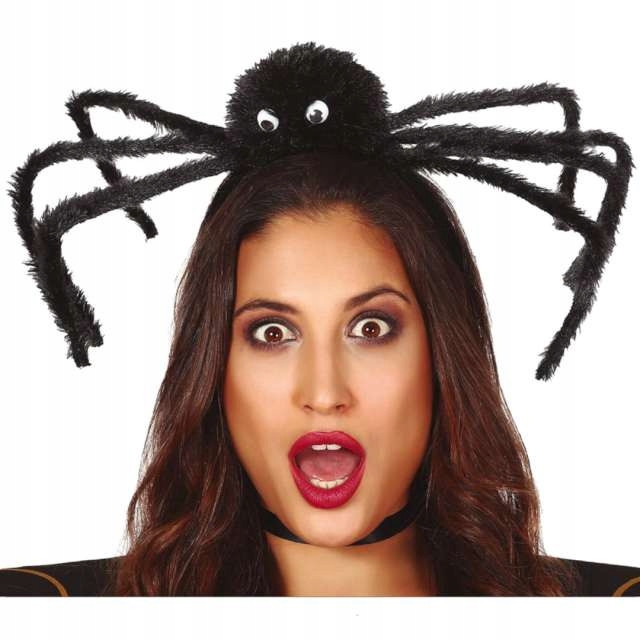 Opaska na głowę OGROMNY PAJĄK czarny HALLOWEEN