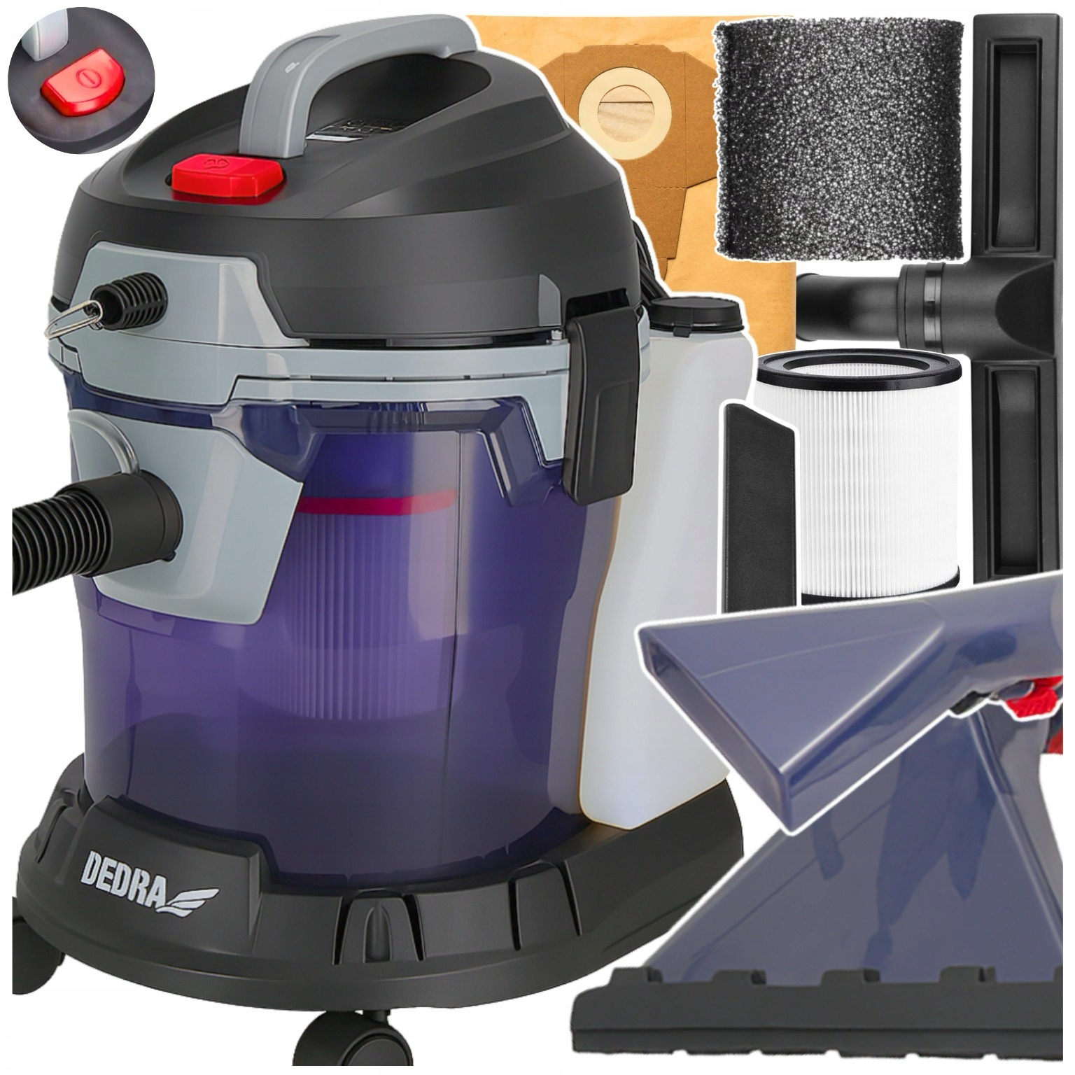 Odkurzacz Piorący Do Tapicerki I Dywanów Samochodowy Mocny Mokro Sucho 4W1