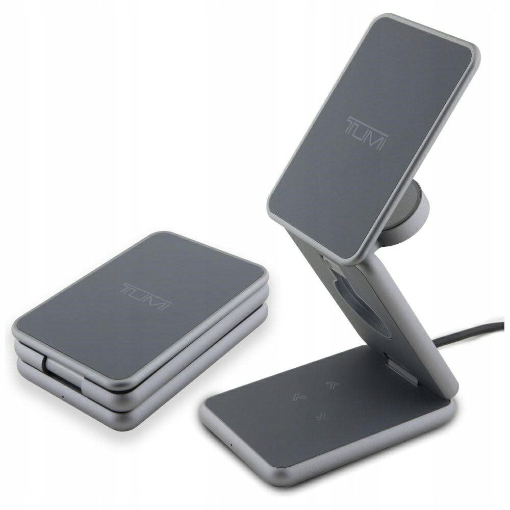 Indukční nabíječka Tumi skládací 3v1 15W pouzdro šedá