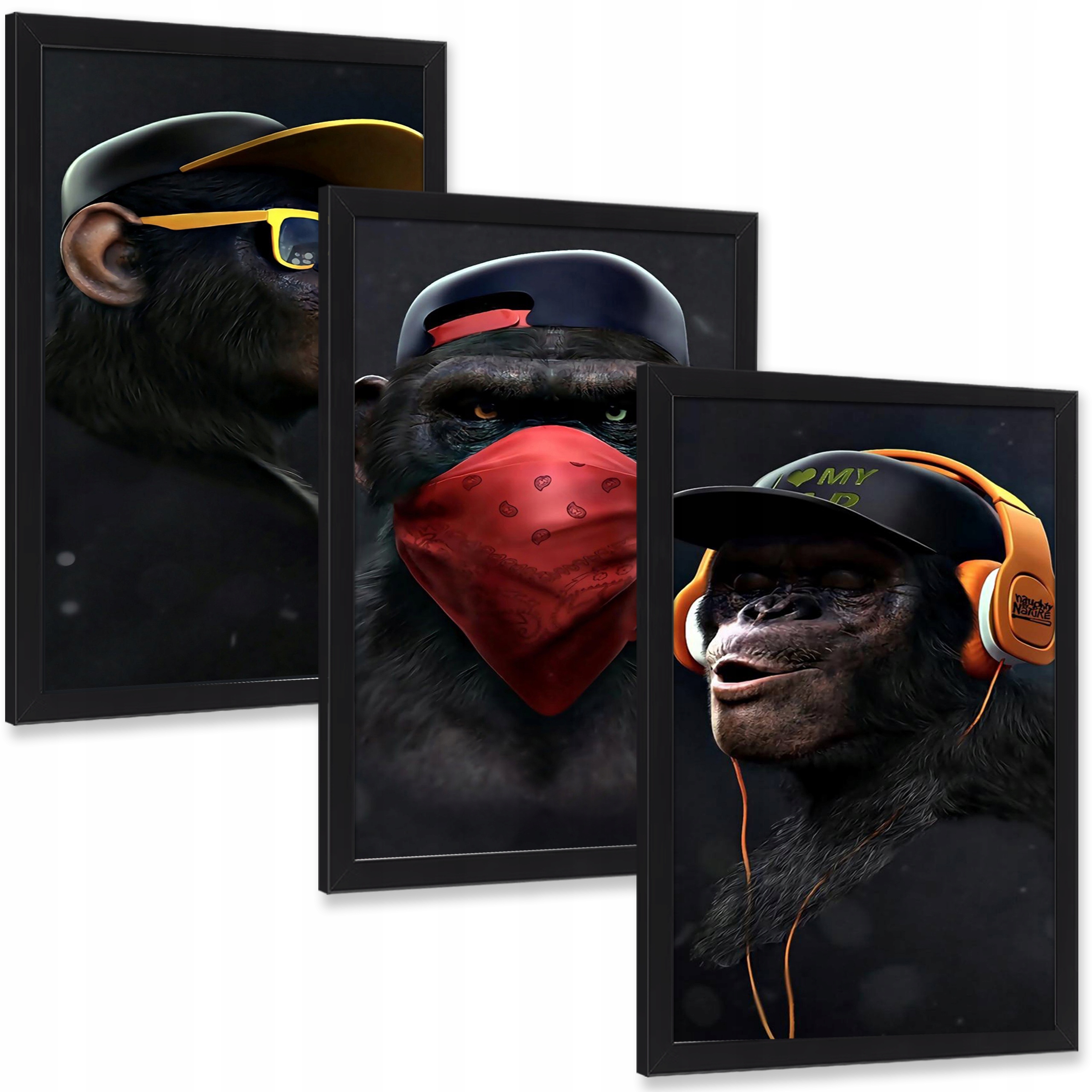 Obrazy na zeď Opice triptych nástěnná dekorace 3 kusy 70x50 cm