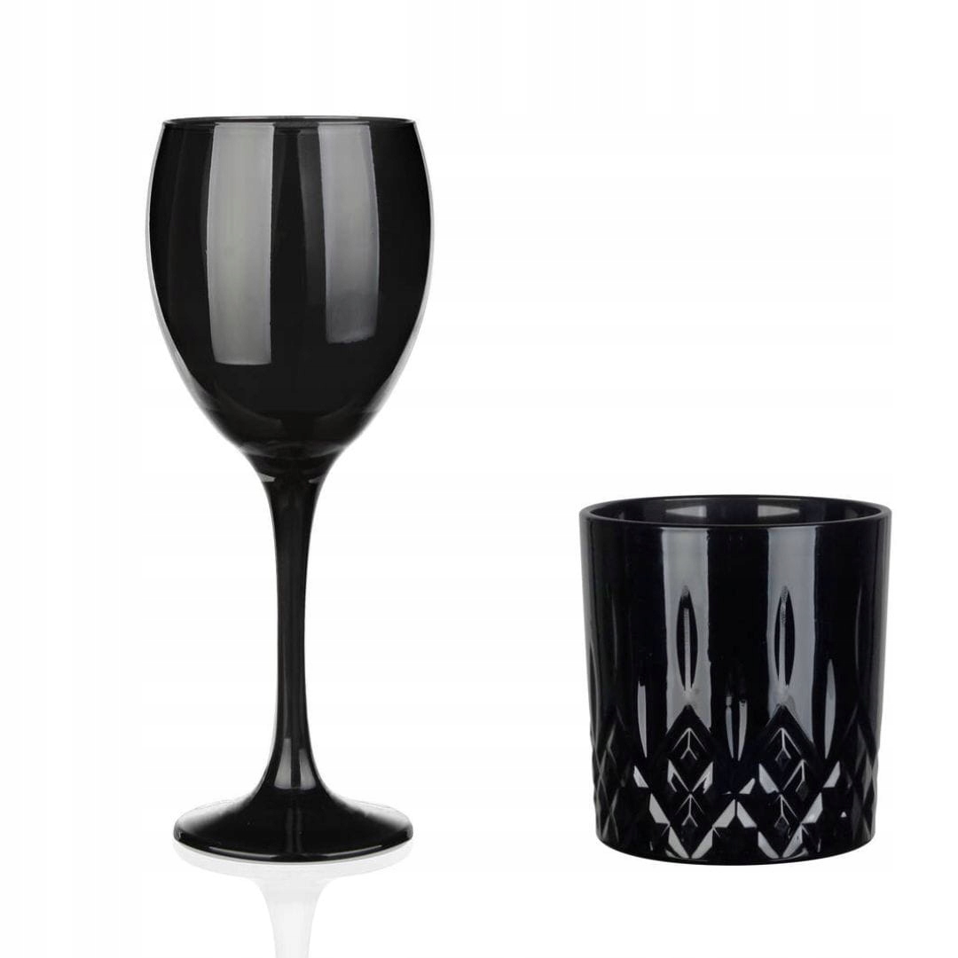 

Czarne kieliszki do wina, szklanki do whisky 12szt