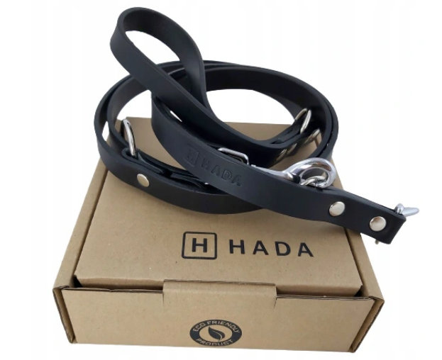 Smycz Regulowana Przepinana Skórzana Hada Czarna