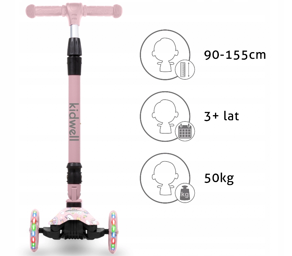 HULAJNOGA TRÓJKOŁOWA dla dzieci LED Kidwell VENTO Rodzaj trójkołowa