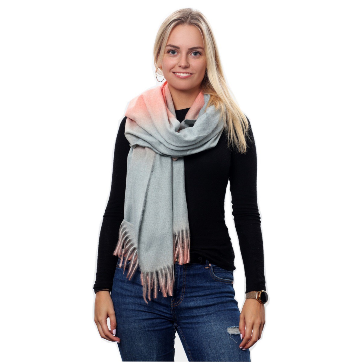 

Szalik damski modna chusta ombre frędzle elegancka