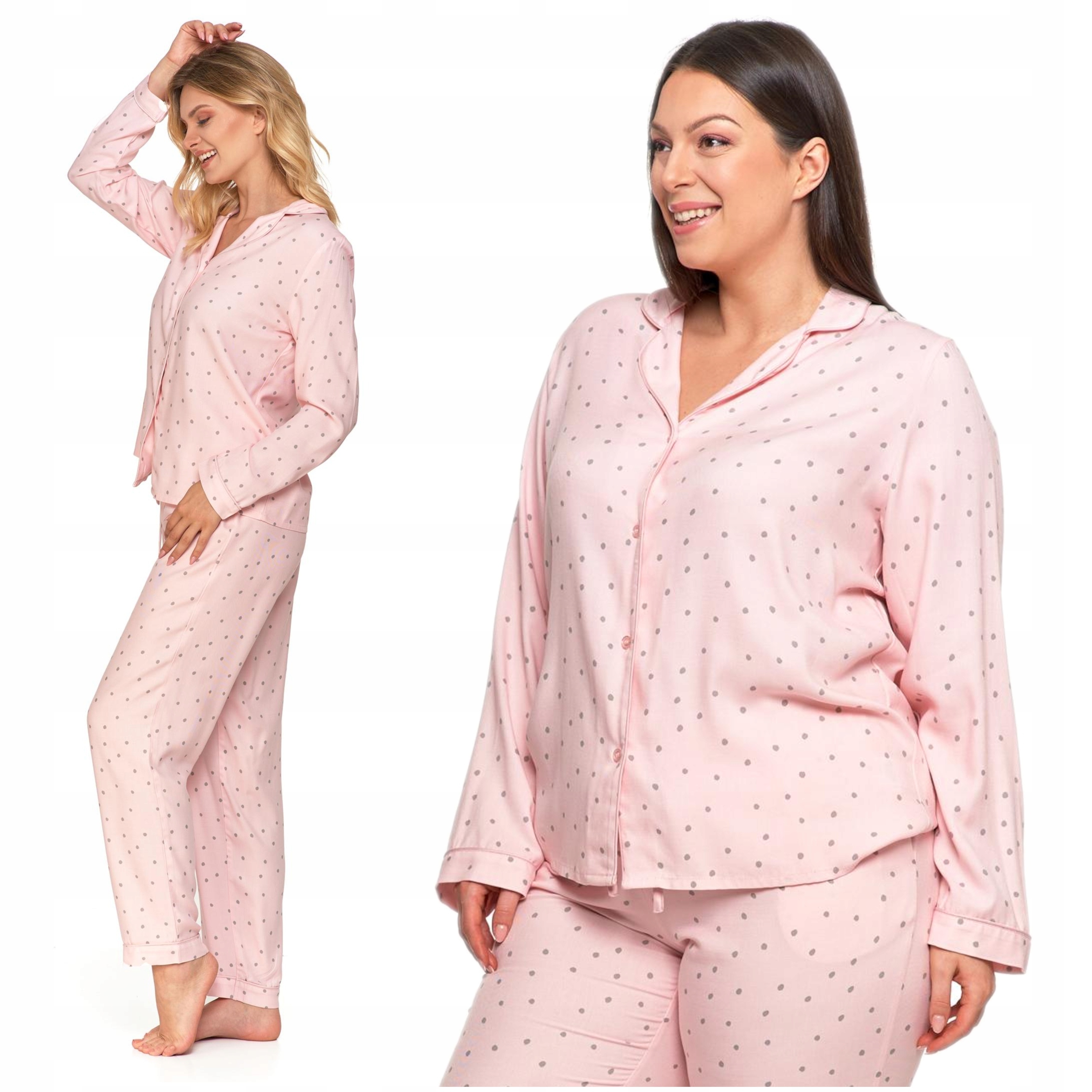 Roztomilé Dámské Pyžamo s puntíky Dvoudílné s dlouhým rukávem Kalhoty Moraj XL