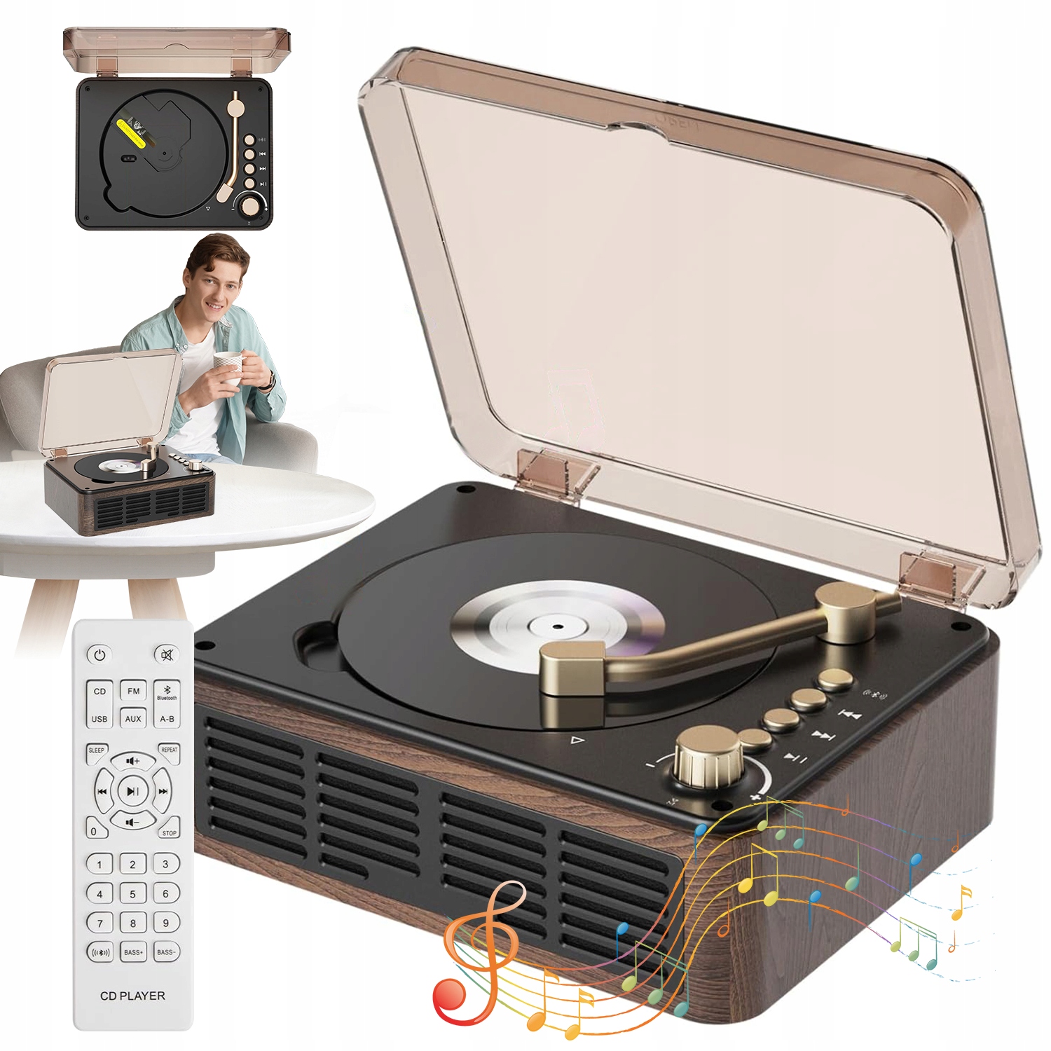 CD-плеер деревянный ретро коричневый