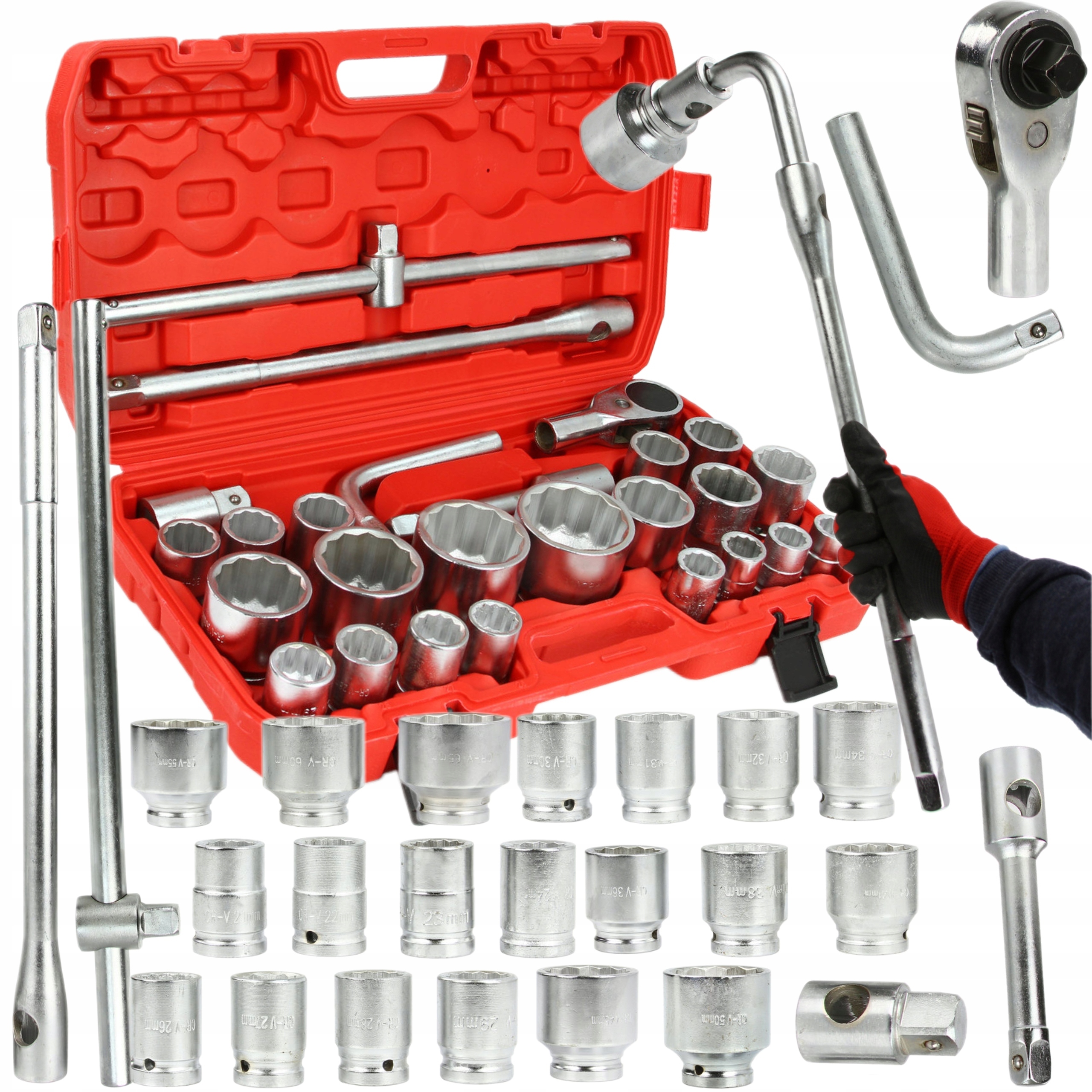 Komplet Nástavcových Kľúčov 26PCS 3/4"&1" 21-65 mm 12-HRANNÝ Kufor M58251