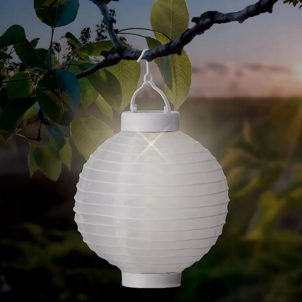 LAMPION biały SOLARNY ogrodowy chiński okrągły LED nylonowy wiszący 23cm Marka Lumineo
