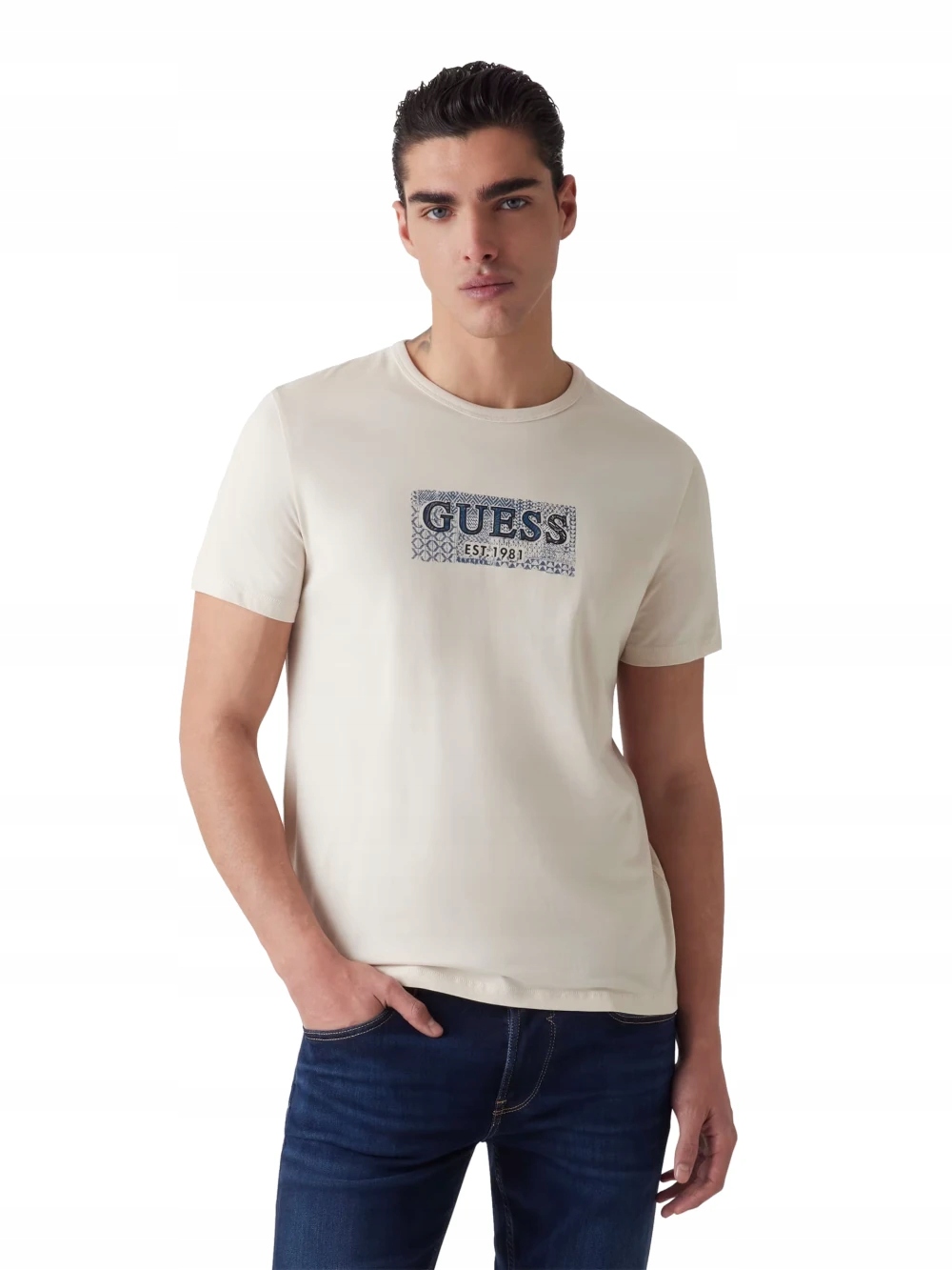 Guess Pánské tričko s krátkým rukávem, logované, pánské, XL