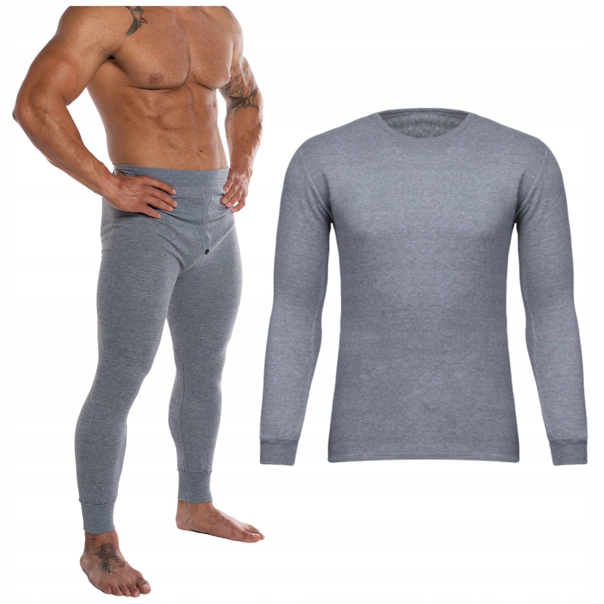 KOMPLET MĘSKI KALESONY PODKOSZULEK OCIEPLANY PODKOSZULKA Z DŁUGIM RĘKAWEM M Materiał dominujący bawełna