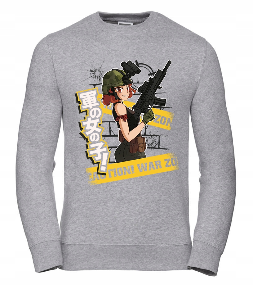 Dámská dívčí Mikina s anime motivem, velikost 3XL, šedá