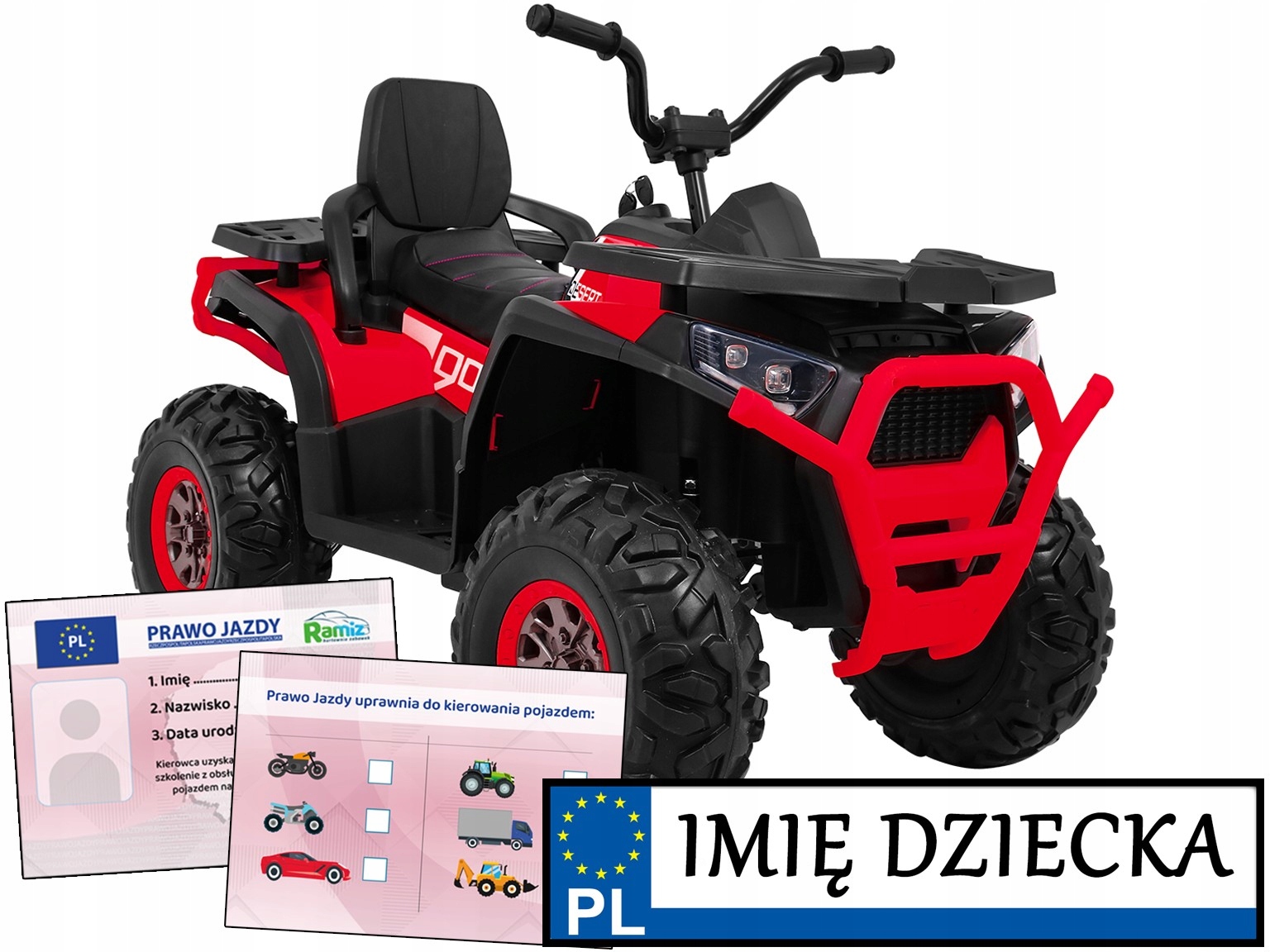 elektryczny quad Atv Desert na akumulator z napędem 4x4 tablica imienna